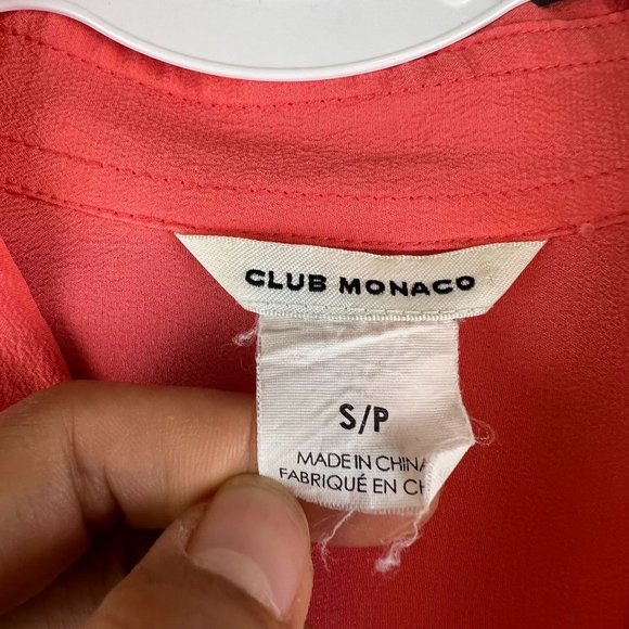 Club Monaco Womens Blouse Pink 100% Silk Button Up Long Sleeves Small - Picture 3 of 9